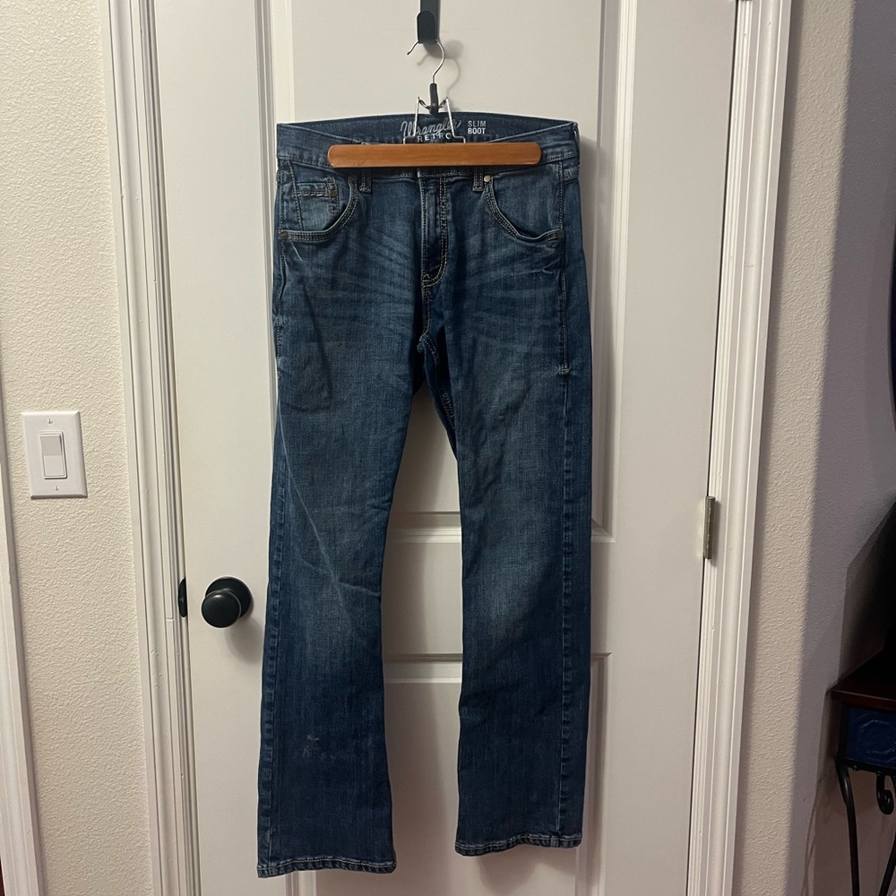 Wrangler Men's Retro Slim Boot Blue Jeans